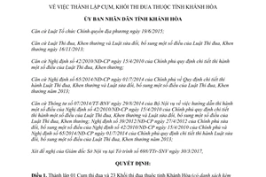 Quyết định 919/QĐ-UBND về thành lập Cụm Khối thi đua thuộc tỉnh Khánh Hòa 2017