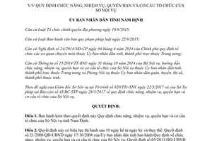 Quyết định 08/2017/QĐ-UBND về chức năng nhiệm vụ quyền hạn cơ cấu tổ chức Sở Nội vụ Nam Định 2017