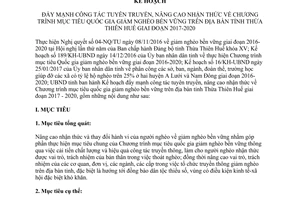 Kế hoạch 82/KH-UBND Chương trình mục tiêu quốc gia giảm nghèo bền vững Thừa Thiên Huế 2017