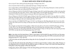 Quyết định 03/2017/QĐ-UBND hướng dẫn thực hiện Quyết định 50/2014/QĐ-TTg Tuyên Quang 2017 2020