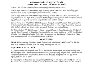 Nghị quyết 13/NQ-HĐND 2017 điều chỉnh Quy hoạch tổng thể phát triển kinh tế xã hội Yên Bái 2020