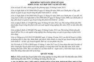 Nghị quyết 10/NQ-HĐND 2017 điều chỉnh Quy hoạch phát triển nông nghiệp nông thôn Yên Bái