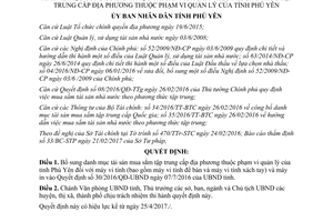 Quyết định 15/2017/QĐ-UBND bổ sung 30/2016/QĐ-UBND tài sản mua sắm tập trung Phú Yên 2017