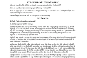 Quyết định 14/2017/QĐ-UBND phân cấp thu phí bảo vệ môi trường nước thải công nghiệp Đồng Tháp