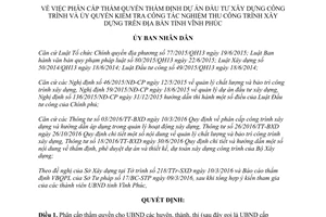 Quyết định 11/2017/QĐ-UBND về quyền thẩm định dự án đầu tư xây dựng nghiệm thu tỉnh Vĩnh Phúc 2017