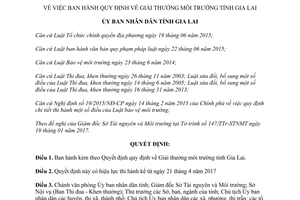 Quyết định 17/2017/QĐ-UBND quy định về Giải thưởng môi trường tỉnh Gia Lai