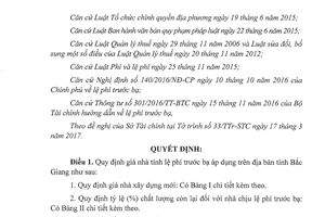 Quyết định 10/2017/QĐ-UBND quy định giá nhà tính lệ phí trước bạ Bắc Giang