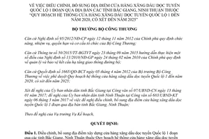 Quyết định 1265/QĐ-BCT xây dựng cửa hàng xăng dầu dọc tuyến Quốc lộ Bắc Giang Ninh Thuận 2017