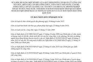 Quyết định 19/2017/QĐ-UBND sửa đổi Quy định phân cấp quản lý Kon Tum