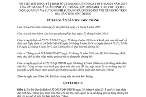 Quyết định 17/2017/QĐ-UBND bãi bỏ 32/2015/QĐ-UBND phí sử dụng đường bộ xe mô tô Sóc Trăng