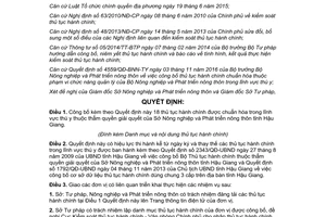 Quyết định 698/QĐ-UBND thủ tục hành chính lĩnh vực thú y Hậu Giang 2017