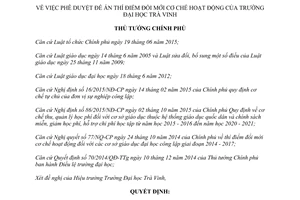 Quyết định 486/QĐ-TTg duyệt Đề án thí điểm đổi mới cơ chế hoạt động Đại học Trà Vinh 2017