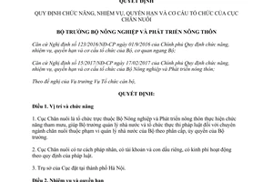 Quyết định 1398/QĐ-BNN-TCCBchức năng nhiệm vụ quyền hạn cơ cấu tổ chức Cục Chăn nuôi 2017