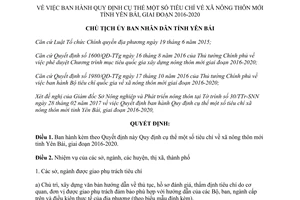 Quyết định 607/QĐ-UBND 2017 quy định tiêu chí xã nông thôn mới Yên Bái 2016 2020