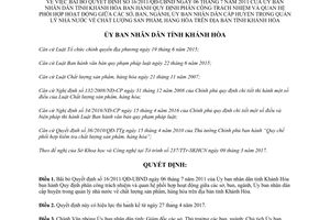 Quyết định 04/2017/QĐ-UBND bãi bỏ 16/2011/QĐ-UBND chất lượng sản phẩm Khánh Hòa