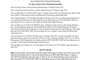 Quyết định 05/2017/QĐ-UBND bãi bỏ Điều 2 08/2012/QĐ-UBND quản lý chất lượng Khánh Hòa