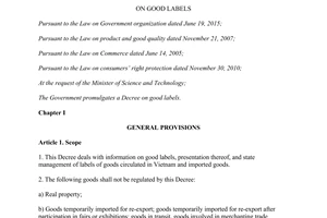 Decree 43/2017/ND-CP on good labels