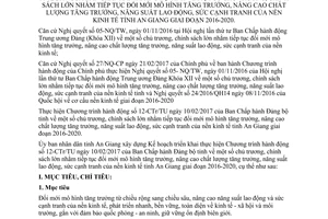 Kế hoạch 207/KH-UBND thực hiện 12-CTr/TU đổi mới mô hình tăng trưởng An Giang 2016 2020 2017