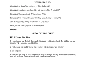 Nghị định 43/2017/NĐ-CP nhãn hàng hóa