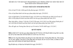 Quyết định 17/2017/QĐ-UBND bãi bỏ văn bản quy phạm pháp luật về dân tộc của Bình Phước