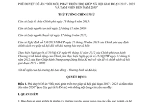 Quyết định 488/QĐ-TTg duyệt Đề án Đổi mới phát triển trợ giúp xã hội 2017 2025 đến 2030 2017