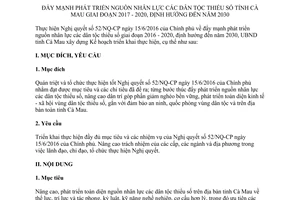 Kế hoạch 29/KH-UBND 2017 đẩy mạnh phát triển nguồn nhân lực các dân tộc thiểu số Cà Mau