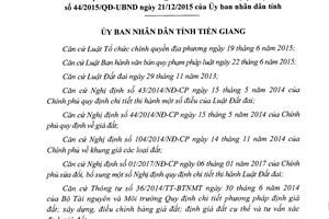 Quyết định 09/2017/QĐ-UBND sửa đổi 44/2015/QĐ-UBND giá đất định kỳ 5 Tiền Giang 2016 2020