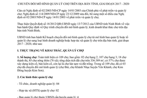 Kế hoạch 43/KH-UBND chuyển đổi mô hình quản lý chợ Ninh Bình giai đoạn 2017 2020