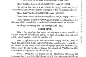 Quyết định 595/QĐ-BHXH Quy trình thu bảo hiểm cấp sổ bảo hiểm thẻ bảo hiểm 2017