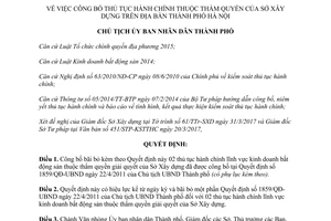 Quyết định 2311/QĐ-UBND công bố thủ tục hành chính Sở Xây dựng Hà Nội năm 2017