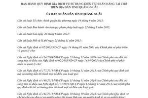 Quyết định 15/2017/QĐ-UBND Giá dịch vụ diện tích bán hàng ở chợ Quảng Ngãi 2017