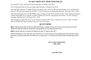 Quyết định 32/2017/QĐ-UBND bãi bỏ 60/2012/QĐ-UBND chuẩn khen thưởng nông thôn Ninh Thuận