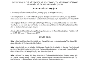 Quyết định 01/2017/QĐ-UBND hoạt động Hội đồng nhân dân Quận 4 Hồ Chí Minh 2017