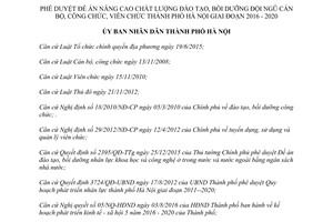 Quyết định 2315/QĐ-UBND về chất lượng đào tạo bồi dưỡng cán bộ Hà Nội 2016 2020 2017