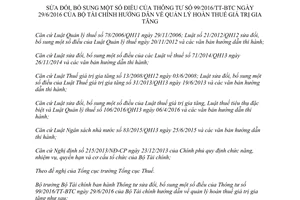 Thông tư 31/2017/TT-BTC sửa đổi 99/2016/TT-BTC quản lý hoàn thuế giá trị gia tăng