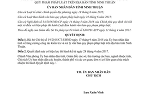 Quyết định 33/2017/QĐ-UBND bãi bỏ Chỉ thị 19/2015/CT-UBND kiểm tra xử lý văn bản Ninh Thuận
