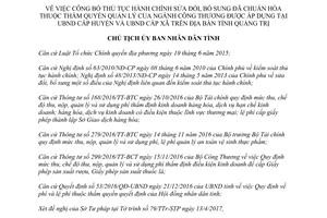 Quyết định 760/QĐ-UBND năm 2017 công bố thủ tục hành chính chuẩn hóa Quảng Trị 2017