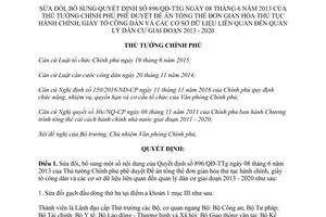 Quyết định 524/QĐ-TTg sửa đổi Quyết định 896/QĐ-TTg đơn giản hóa thủ tục hành chính 2017