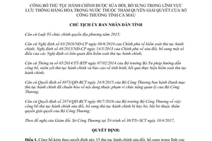 Quyết định 728/QĐ-UBND 2017 công bố thủ tục sửa đổi lĩnh vực Lưu thông hàng hóa Cà Mau