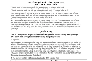 Nghị quyết 12/2017/NQ-HĐND phát triển kinh tế xã hội miền núi tỉnh Quảng Nam 2017 2020