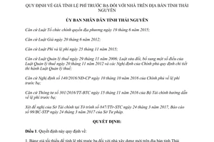 Quyết định 06/2017/QĐ-UBND giá tính lệ phí trước bạ đối với nhà Thái Nguyên