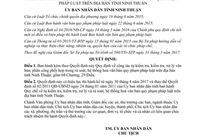 Quyết định 34/2017/QĐ-UBND tự kiểm tra xử lý rà soát hệ thống hoá văn bản quy phạm Ninh Thuận