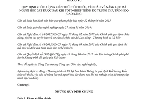 Thông tư 12/2017/TT-BLĐTBXH kiến thức năng lực tối thiểu người tốt nghiệp trung cấp cao đẳng