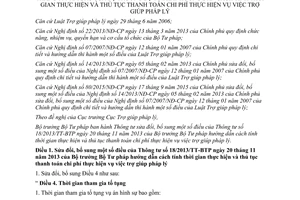 Thông tư 05/2017/TT-BTP sửa đổi 18/2013/TT-BTP thời gian thanh toán chi phí việc trợ giúp pháp lý