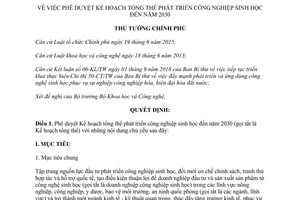 Quyết định 553/QĐ-TTg về phê duyệt kế hoạch phát triển công nghiệp sinh học đến 2030 năm 2017