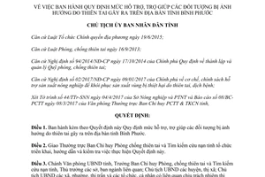 Quyết định 960/QĐ-UBND mức hỗ trợ đối tượng bị ảnh hưởng do thiên tai Bình Phước 2017