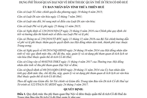 Quyết định 20/2017/QĐ-UBND mức thu phí tham quan tạm thời Đại Nội về đêm tỉnh Thừa Thiên Huế