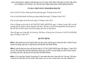 Quyết định 19/2017/QĐ-UBND quản lý đặc thù Đội Tuyên truyền lưu động cấp huyện tỉnh Bình Phước