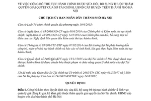 Quyết định 2907/QĐ-UBND 2017 thủ tục hành chính sửa đổi thẩm quyền Sở Tài chính Hà Nội