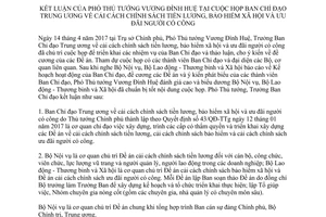 Thông báo 201/TB-VPCP kết luận Phó Thủ tướng cải cách chính sách tiền lương bảo hiểm 2017